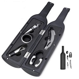 Juego de herramientas de vino con forma de botella, regalo perfecto para inauguración de la casa, juego de 5 sacacorchos