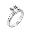 CZ Engagement Rings High Polish 925 Sterling Silver Princess-Cut Four-Prong