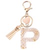 Vorysum Custom Letter P Keyring - Gold Resin Heart Keychain