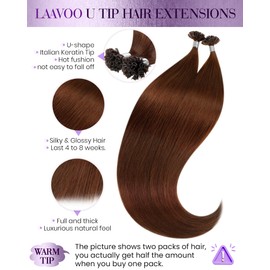 LaaVoo U Tip Hair Extensions Human Hair Auburn Ktip Human Hair Extensions Hot Fusion Auburn Utip Hair Extensions Human Hair Pre Bonded 50g/50s 18 Inch
