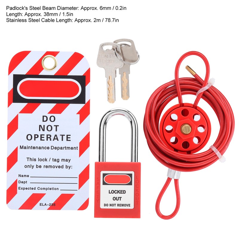 Cable Lock Kit Adjustable Insulation Universal for Valve Red Energy