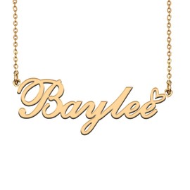 18K Gold Plated Name Necklace Baylee for Women Heart Pendant Jewelry Gifts