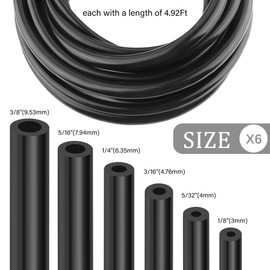 6PCS 5Ft Vacuum Line,Multipurpose Vacuum Lines Automotive for Car Engine,1/8" 5/32" 3/16" 1/4" 5/16" 3/8" Vacuum Hose Kit,Universal Car Accessories Silicone Tubing for Air/Water (6PCS)
