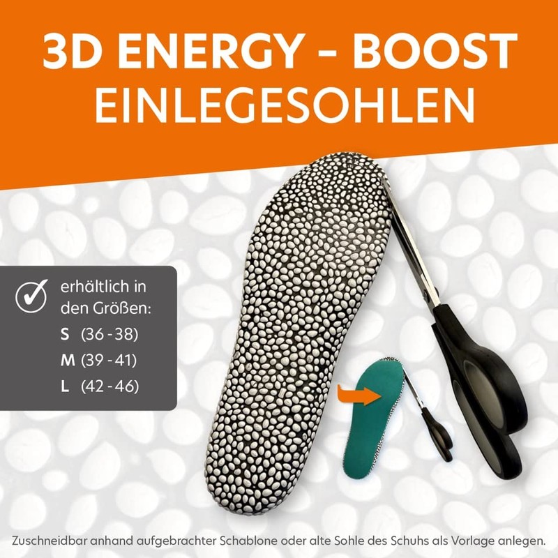 Active Energy Insole with Cleanfeet Technology, 100% Natural (39-41)