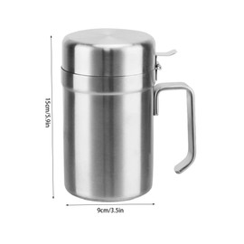SNOMEL Stainless Steel Olive Oil Dispenser Bottle, Leak-Proof Cooking Oil Can, Drip Free Kitchen Dispenser Pot, Syrup Jar keeper, Storage Container with Lid, Easy to Fill and Clean (550ml)