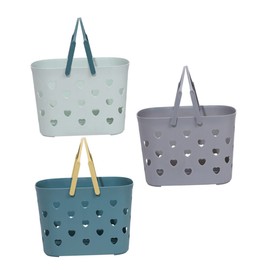 LABRIMP 3pcs Heart-shaped Handheld Shower Baskets Storage Organizers for Bathroom Essentials for Shampoo and Shower Gel Random Colors