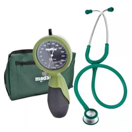 MEDSTAR | Kit Baumanómetro Aneroide Tipo Palma Platinum con Estetoscopio de Doble Campana de Lujo (Negro)