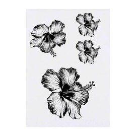 4 x 'Hibiscus Flower' Temporary Tattoos - Water Resistant, Skin-Safe, Non-Toxic Transfers, Mixed Sizes (TO00069468)