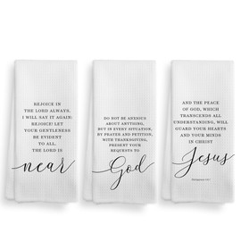 NOQL Christian Bible Scripture in The Lord Always Kitchen Towel and Dishcloths Set of 3,Christian Absorbent Drying Cloth Hand Towels Tea Towels for Bathroom Kitchen,16×24 inches