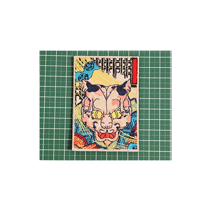 ワッペン屋Dongri ベルクロワッペン ワッペン マジックテープ 歌川芳藤 五十三次之内猫の怪 モチーフ 刺繍 サバゲー パッチ