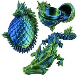 Easter Basket Stuffers, 3D Printed Dragon in Egg, Surprise Egg with Dynamic Dragon Inside, Full Articulated Crystal Fidget Dragon, 3D Printed Mystery Animals Toy for Home & Office Decoration