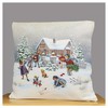 atelier alles-Spitze Festive Tapestry Cushion Cover Snowball Fight 45 x 45 cm Decorative Cushion Cover Sofa Cushion