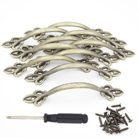 Hymyily 10-Piece Set Zinc Alloy Arch-Shaped Antique Handles Retro Bow-Shaped Pull Handles Size Approximately 11.3 cm in Length and 2.1 cm in Width Antique Style Screw Furniture Wardrobe Kitchen