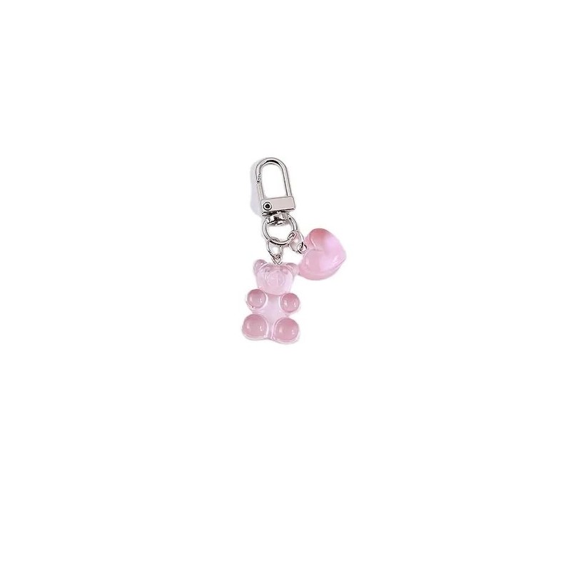 4Trails Gummy Bear Keychain with Heart Charm, Resin Bear Lucky