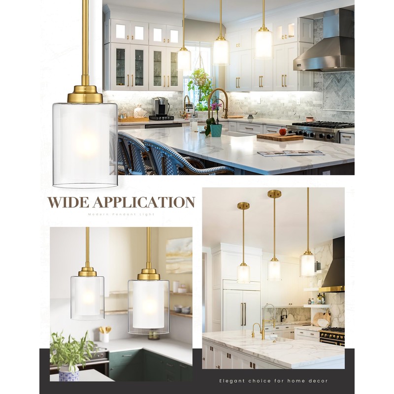 TENGXIN Modern Pendant Light,Brushed Gold Modern Pendant Light for Kitchen