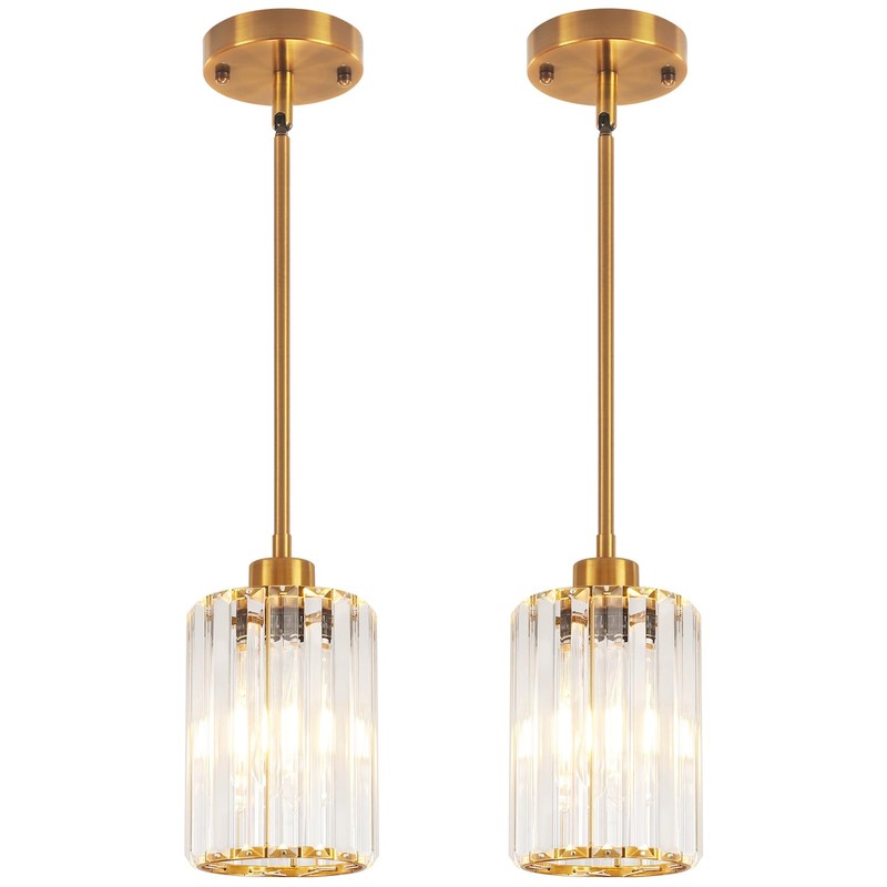 ZSMIHDOH 2 Pack Pendant Lights Kitchen Island, Modern Gold Crystal