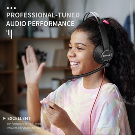 BINNUNE USB Headset with Microphone for Laptop PC Cell Phone Zoom Conference Call Centre, Wired Headphones with Noise Cancelling Mic 3.5mm Jack