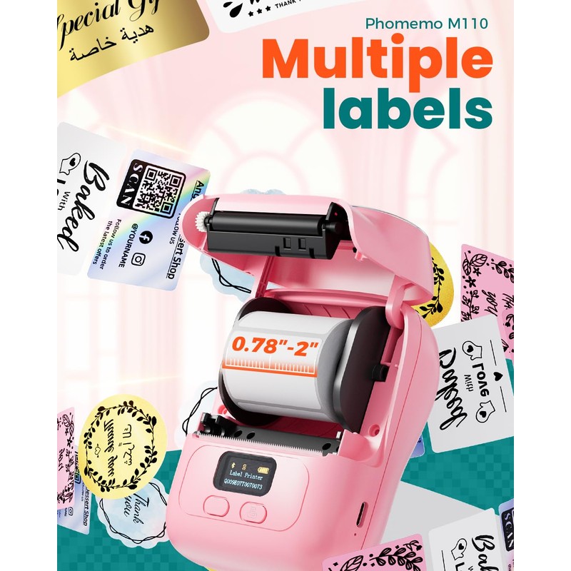 Phomemo-M110 Label Printer - Portable Bluetooth Thermal Mini Label Maker