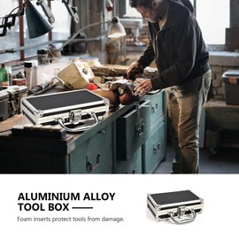 Tagtight Aluminium Alloy Tool Box, Accessories, Storage Box, Practical Aluminium Case, Portable, Small Tool Box, Storage Box, Durable, Silver and Black