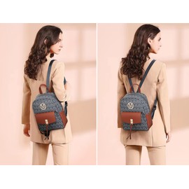 MKP - Mochila pequeña para mujer, bolso de hombro con borla, Azul oscuro, Mochilas Daypack