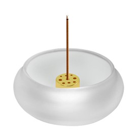 MrMrKura Incense Holder for Sticks, Glazed Incense Burner Ash Catcher with Brass 9 Incense Holes Incense Burner Holder for Yoga Meditation Home Decor (Grey)