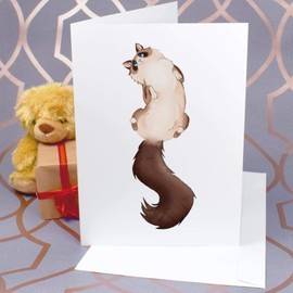 Large (A4) 'Fluffy Ragdoll Cat' Blank Greeting Card (GC00031009)