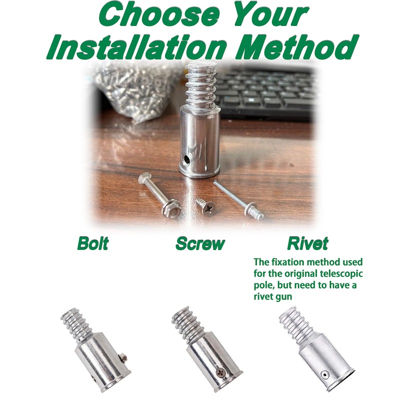 EESC2Y Metal 1" Threaded Tips Replacement for Wood Push Broom