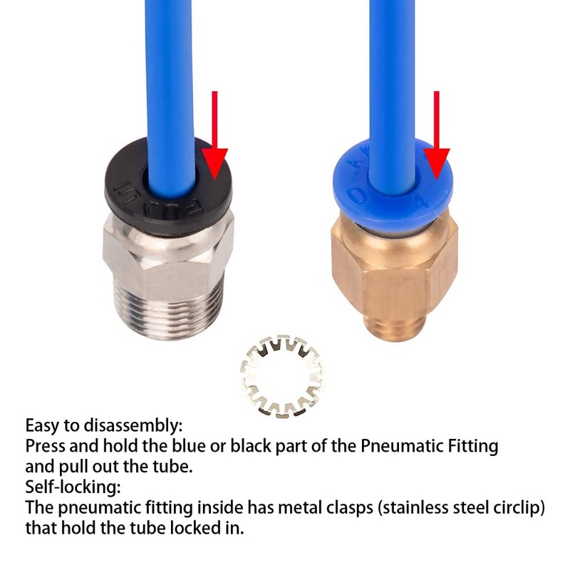 Aokin 10 Pcs PC4-M6 Pneumatic Fitting and 10 Pcs PC4-M10