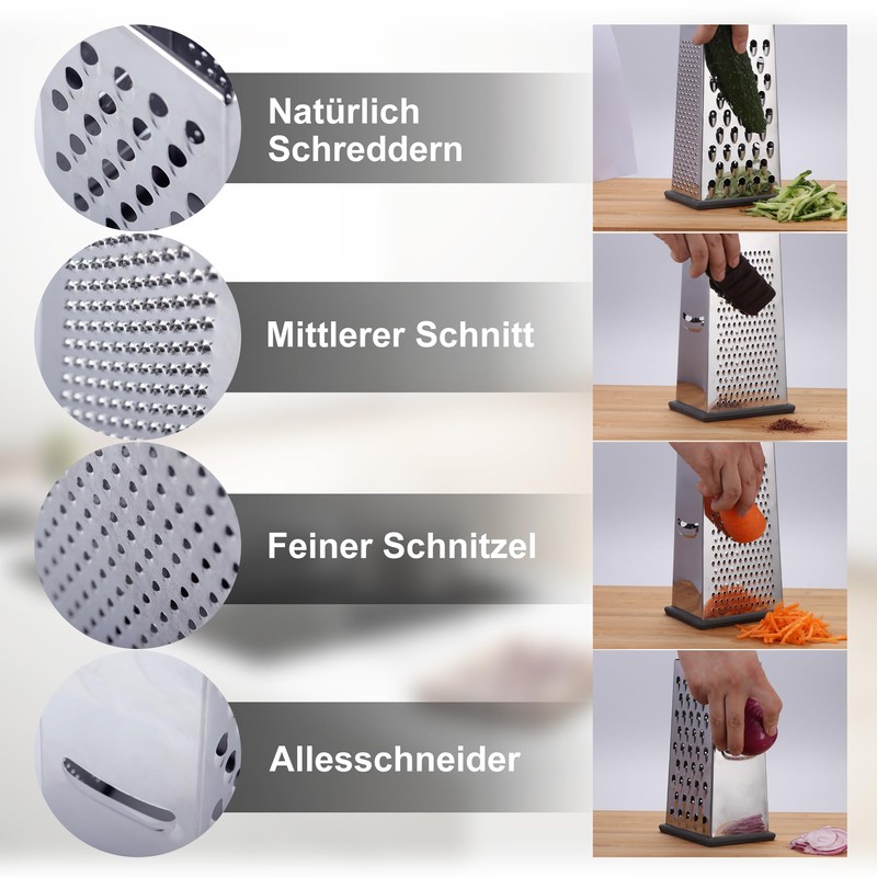YC Kitchen Cheese Grater, Stainless Steel, Vegetable Slicer, Grater for