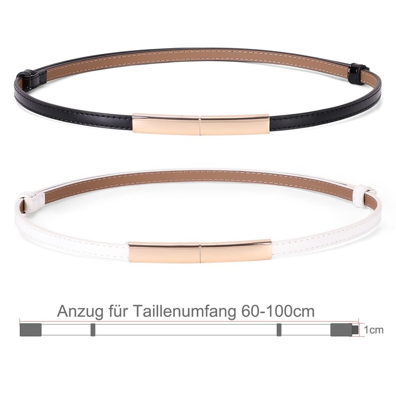 WERFORU Pack of 2 Women's Thin Leather Belts Adjustable Fashion
