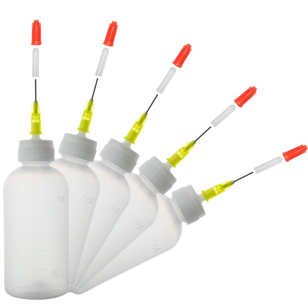 Pack of 5 Needle Bottles 50 ml, Applicator Bottle with