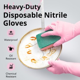 SwiftGrip Disposable Nitrile Dishwashing Gloves, Extended 12 Inches Cuff, 6-mil, Small, Cherry Blossom Cleaning Gloves for Latex-Free, Ideal for Cooking, Hair Dye, Spa (Box of 1000)