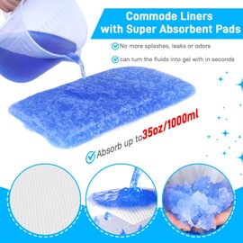 Commode Liners with Absorbent Pads 60 Pack Leak-Proof Bedside Commode Bags for Adults Lavender Scent Disposable Universal Fit for Standard Toilet Chairs, Portable Toilets & Camping