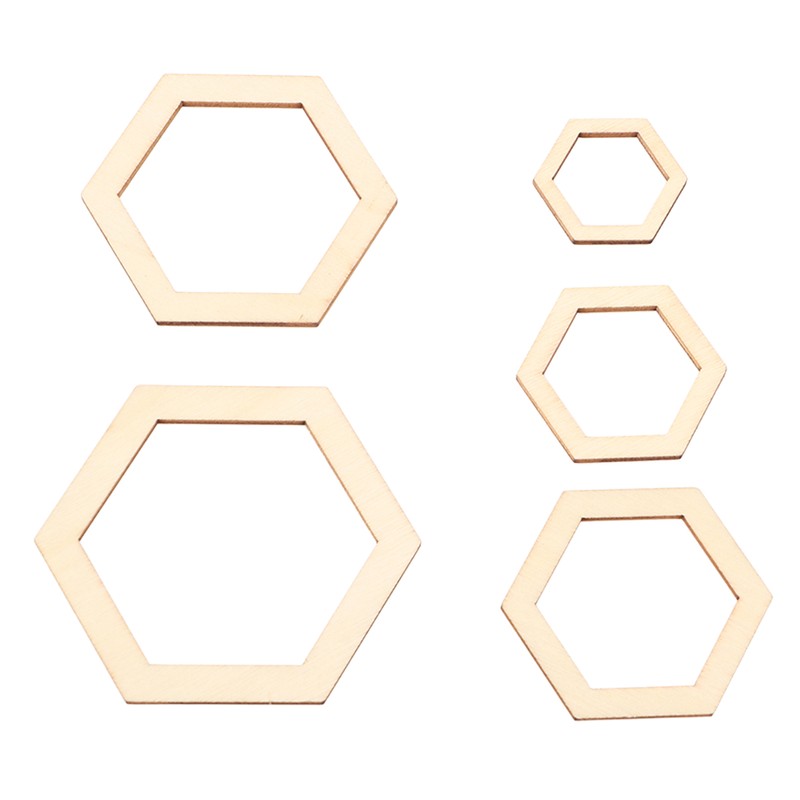 205Pcs Hexagonal Wooden Cutouts 5 Sizes Light Durable Odourless Blank