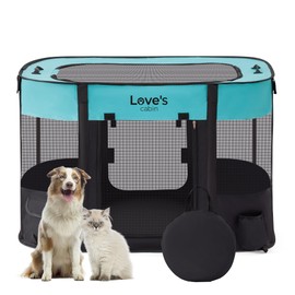 Love's cabin Pet Puppy Dog Playpen, Medium Dog Tent Crates Cage Indoor/Outdoor, Portable Exercise Playpen for Dog and Cat, Foldable Pop Up Dog Kennel Playpen with Carring Case (M, Green)