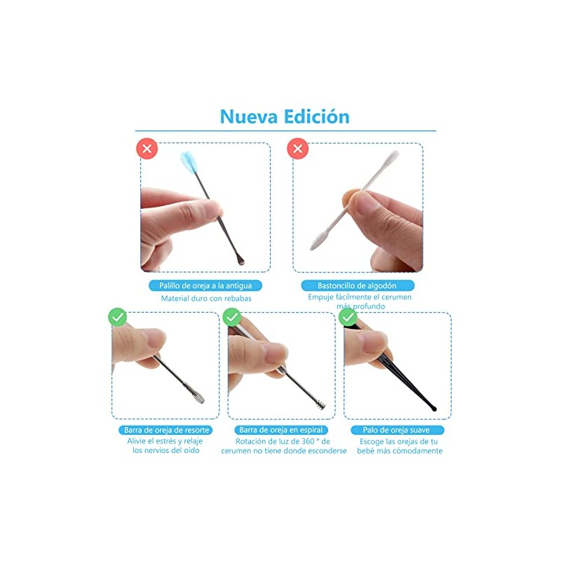 limpiador de oidos 8 piezas, Kit de eliminación de cerumen,