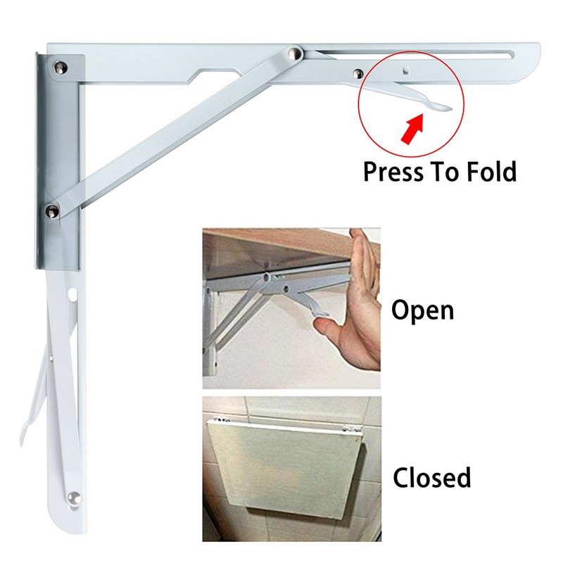 Sumnacon Sturdy Folding Shelf Brackets - Heavy Duty White Metal