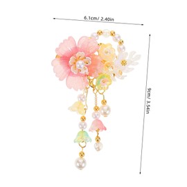 Healeved 2 Pairs Vintage Chinese Hanfu Hair Accessories Pearl Flower Hairpins for Women Lightweight with Tassels for Parties and Traditional Styling