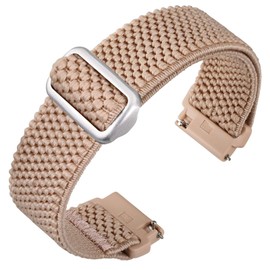 ANNEFIT Stretchy Nylon Watch Band for Men Women, Adjustable Elastic Watch Straps with Quick Release, Replacement Wristband 19mm (Nude Pink)