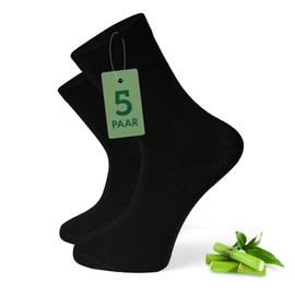 Basic Treasure 5 Pairs of Men's Bamboo Socks, Black, Premium Bamboo Business Stockings, Anti Sweat Socks, Antibacterial Bamboo Socks, Bamboo Socks Against Sweaty Feet, black, 35 - 38