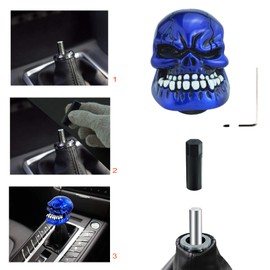 Lunsom Skull Shifter Knobs Resin Shift Head Most Car Transmission Shifting Stick Handle Fit Most Automatic Manual Vehicle (Blue)