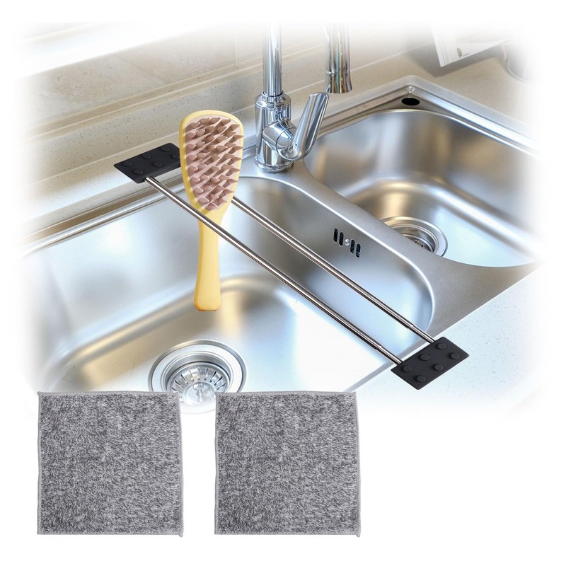 Yallmie Dishcloth Drying Rack Sink with 2 Rags, Dish Rag