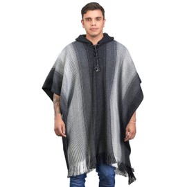 INTI ALPACA Gray Alpaca Hooded Poncho for Men - Soft Alpaca Wool - Cloak Cape - Blanklet poncho (Gray)