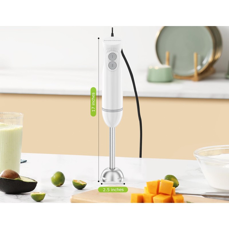 Bonsenkitchen Hand Blender, Immersion Blender with 2 Mixing Speed, Electric