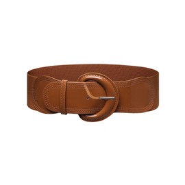 Bbonlinedress Womens Elastic Wide Belt Vintage Fashion Stretchy Waist Cinch Belt for Dresses Brown M