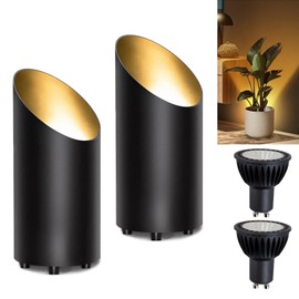 Unirence Spot Lights Indoor Uplights 8W Floor Can Uplighting Indoor with 3000K GU10 Bulb Desktop Corner Accent Lighting for Home Plant Picture Living Room with 5.9 FT Plug Cord and Foot Switch(2Pack)