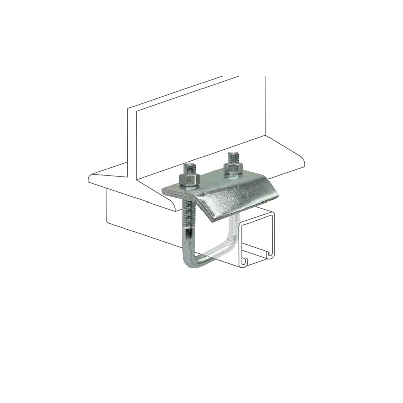Strut to Beam Clamp with Square U-Bolt and Nuts, 13/16"