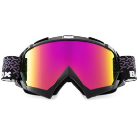 BATFOX Motorcycle Glasses Goggles Dirt Bike Motocross Safety ATV Tactical Riding (HD Purple-Black, Adult)