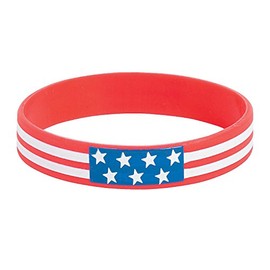 Fun Express - Rubber Patriotic Bracelets for Fourth of July - Jewelry - Bracelets - Rubber Bracelets - Fourth of July - 12 Pieces