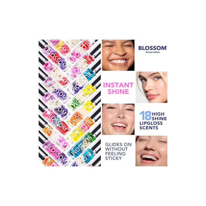 Brillo Labial Blossom Mentolado Roll-on Hidratante Vegano con Flores